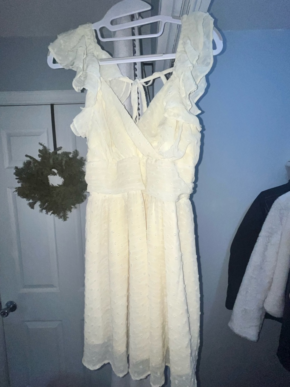 Women's Butter Yellow Ruffled Eyelet Sundress